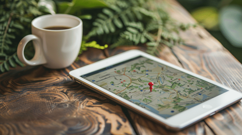 coffee on a desk with Local Search Results