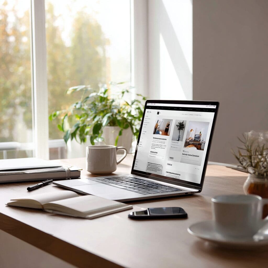 Desk with laptop