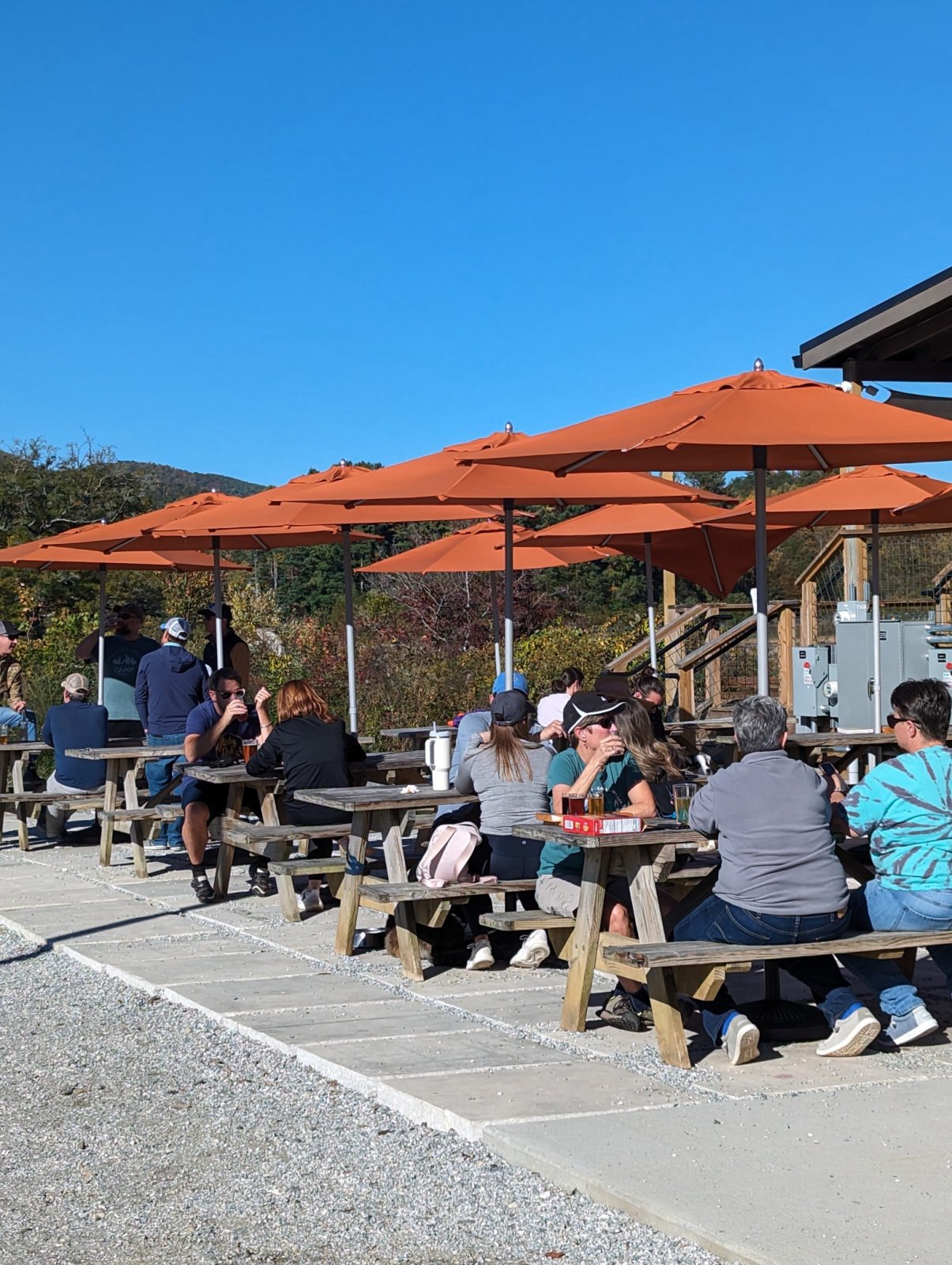 The Ecusta Brewery beer garden with mountain views